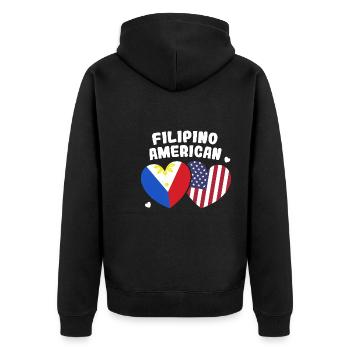 Liebesdesign für stolze amerikanische Pinoys - Unisex Premium Bio Zip Hoodie - Schwarz - Hinten - Nico (187cm)