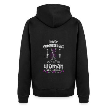 Eishockey Team Spieler Schlittschuh - Unisex Premium Bio Zip Hoodie - Schwarz - Hinten - Nico (187cm)