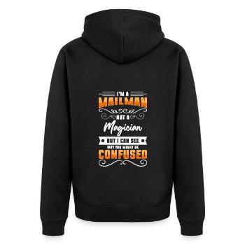 Postman Shipment Courier Service - Unisex Premium Organic Zip Hoodie - black - Back - Nico (187cm)