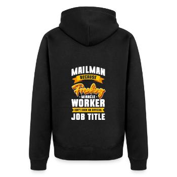 Briefträger Paket Arbeit - Unisex Premium Bio Zip Hoodie - Schwarz - Hinten - Nico (187cm)