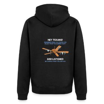 Texas Weather Winter Ice Design pour les fiers Texans - Veste à capuche bio Premium Unisexe - noir - Dos - Nico (187cm)