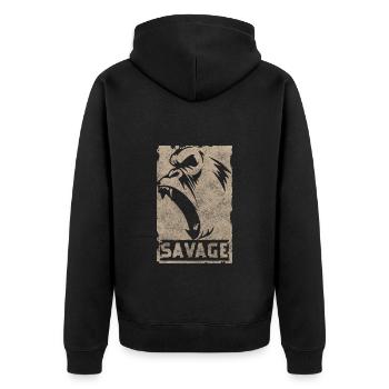 Gorilla Tier Dschungel Primat - Unisex Premium Bio Zip Hoodie - Schwarz - Hinten - Nico (187cm)