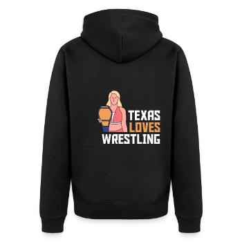 Texas wrestling design for proud Texas fans - Unisex Premium Organic Zip Hoodie - black - Back - Nico (187cm)