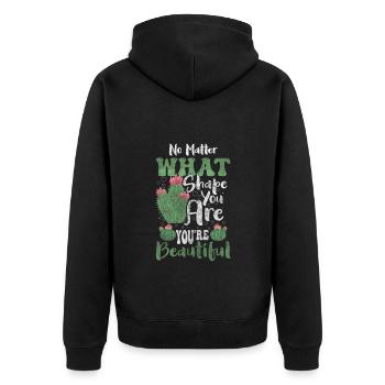 Kakteen Stachelig Sommer - Unisex Premium Bio Zip Hoodie - Schwarz - Hinten - Nico (187cm)