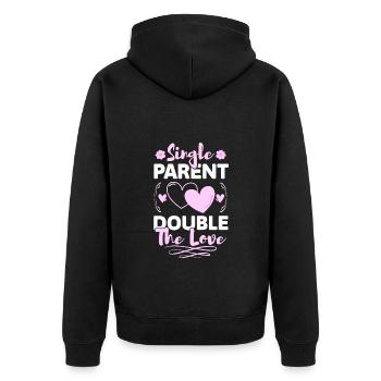 Elternteil Mutter Vatertag - Unisex Premium Bio Zip Hoodie - Schwarz - Hinten - Nico (187cm)