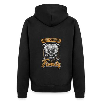 Sucht Kippe Disziplin Glimmstengel - Unisex Premium Bio Zip Hoodie - Schwarz - Hinten - Nico (187cm)