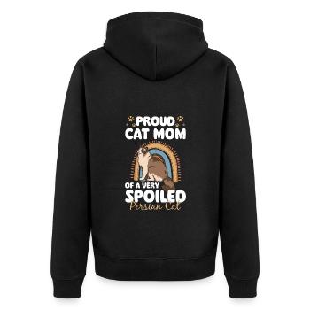 Perser Katze Katzendame Katzenfreund Pfote - Unisex Premium Bio Zip Hoodie - Schwarz - Hinten - Nico (187cm)