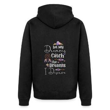 Rêver souhaite le bonheur aux natifs - Veste à capuche bio Premium Unisexe - noir - Dos - Nico (187cm)