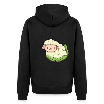 Schaf-Blumenkohl-Design für Schaf-Liebhaber - Unisex Premium Bio Zip Hoodie - Schwarz - Hinten - Nico (187cm)