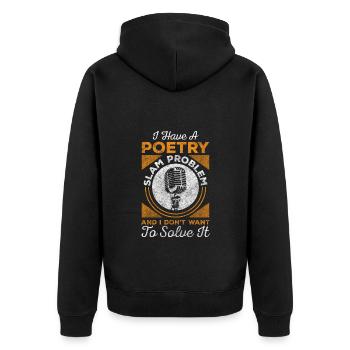 Slam Poetry Slam Hipster Dichter - Unisex Premium Bio Zip Hoodie - Schwarz - Hinten - Nico (187cm)