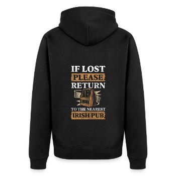 Irish Drinker Travel Green - Unisex Premium Organic Zip Hoodie - black - Back - Nico (187cm)