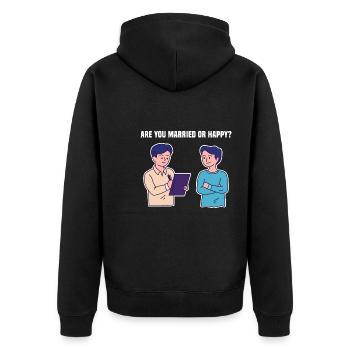 Father's Day Wedding Design - Unisex Premium Organic Zip Hoodie - black - Back - Nico (187cm)