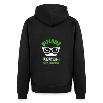 Diplôme parqueteur +4 avec mention t-shirt - Veste à capuche bio Premium Unisexe - noir - Dos - Nico (187cm)