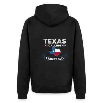 Weiter zu Texas Design für stolze Texaner - Unisex Premium Bio Zip Hoodie - Schwarz - Hinten - Nico (187cm)