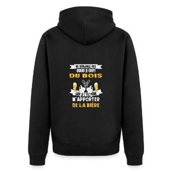 t-shirt amateur de bois bûcheron humoristique - Veste à capuche bio Premium Unisexe - noir - Dos - Nico (187cm)