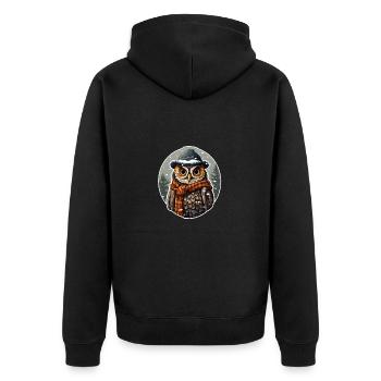 "Snow magic with an owl's view" - Unisex Premium Organic Zip Hoodie - black - Back - Nico (187cm)