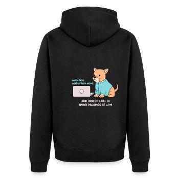 Arbeit im Pyjama Design für stolze Pinoys - Unisex Premium Bio Zip Hoodie - Schwarz - Hinten - Nico (187cm)