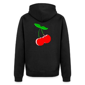 Cherry Retro Fruit Fruit Gift Gift Idea - Unisex Premium Organic Zip Hoodie - black - Back - Nico (187cm)