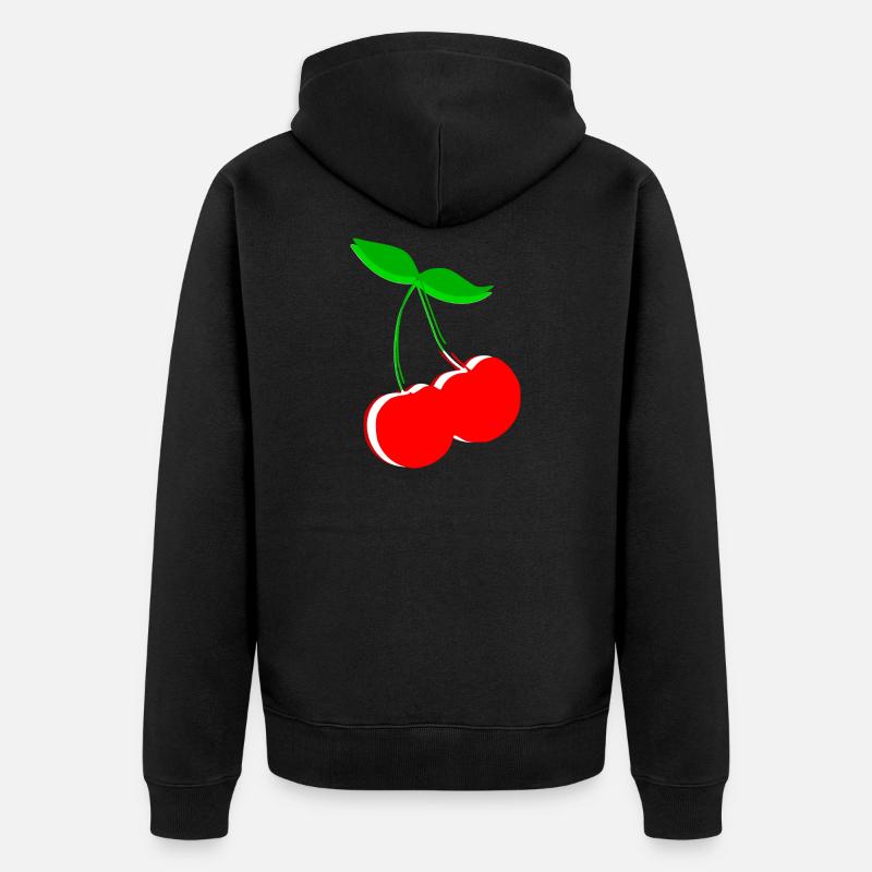 Kirsche Retro Früchte Obst Geschenk Geschenkidee - Unisex Premium Bio Zip Hoodie - Schwarz