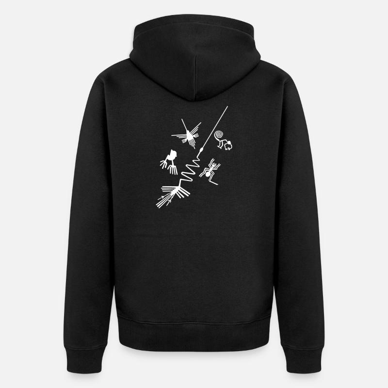 Lignes de Nazca - Pérou - Veste à capuche bio Premium Unisexe - noir