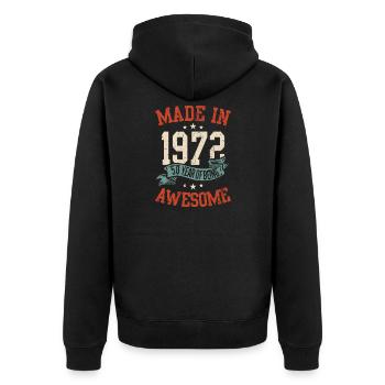 Hergestellt am 50. Geburtstag 1972 - Unisex Premium Bio Zip Hoodie - Schwarz - Hinten - Nico (187cm)