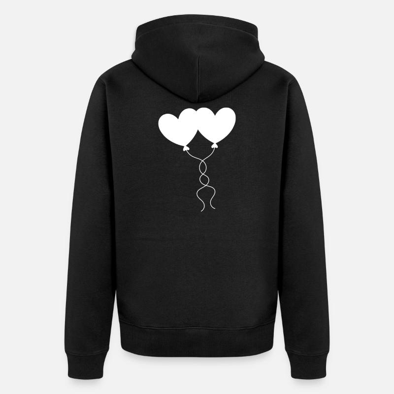 coeur blanc cadeau saint valentin - Veste à capuche bio Premium Unisexe - noir