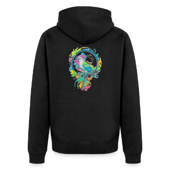 Bird - Unisex Premium Organic Zip Hoodie - black - Back - Nico (187cm)