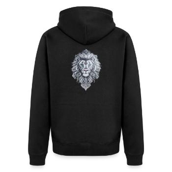 Tête de lion style tatouage maori - Veste à capuche bio Premium Unisexe - noir - Dos - Nico (187cm)