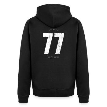 Vintage 77 Limited Edition - Unisex Premium Organic Zip Hoodie - black - Back - Nico (187cm)
