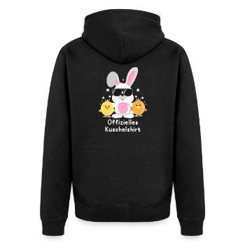 Offizielles Kuschelshirt Hase mit Küken Kaninchen - Unisex Premium Bio Zip Hoodie - Schwarz - Hinten - Nico (187cm)
