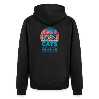 Cats because your life needs more challenges - Unisex Premium Organic Zip Hoodie - black - Back - Nico (187cm)
