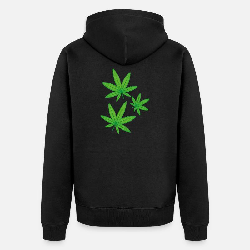 Feuilles de cannabis vertes - Veste à capuche bio Premium Unisexe - noir
