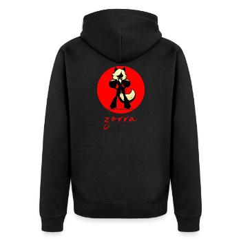 Renard à fond rouge - Veste à capuche bio Premium Unisexe - noir - Dos - Nico (187cm)