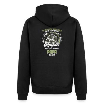 Angler Papa ist das Beste - Unisex Premium Bio Zip Hoodie - Schwarz - Hinten - Nico (187cm)