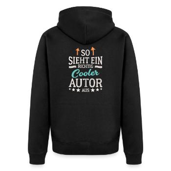 So sieht ein cooler Autor aus Schriftsteller - Unisex Premium Bio Zip Hoodie - Schwarz - Hinten - Nico (187cm)