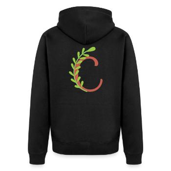 Eleganter Buchstabe 'C' mit Blumen - Unisex Premium Bio Zip Hoodie - Schwarz - Hinten - Nico (187cm)