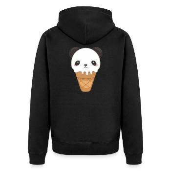 Cute Panda Kawaii Food Lover - Unisex Premium Organic Zip Hoodie - black - Back - Nico (187cm)