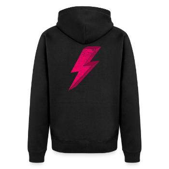 Bright Pink Lightning Design 3D - Unisex Premium Organic Zip Hoodie - black - Back - Nico (187cm)
