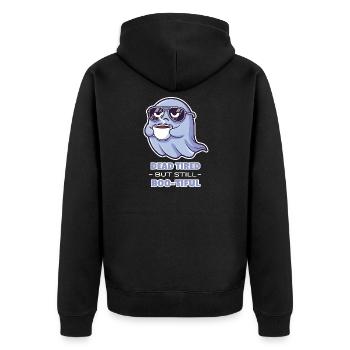 Dead Tired, Still Boo-tiful - Halloween Ghost - Unisex Premium Organic Zip Hoodie - black - Back - Nico (187cm)