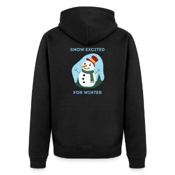 Schnee freut sich auf Winter-Schneemann-Kunst - Unisex Premium Bio Zip Hoodie - Schwarz - Hinten - Nico (187cm)