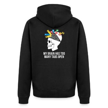 Tabs öffnen Schädelhirn Meme - Unisex Premium Bio Zip Hoodie - Schwarz - Hinten - Nico (187cm)