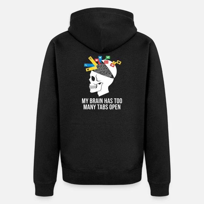 Tabs Open Skull Brain Meme - Unisex Premium Organic Zip Hoodie - black