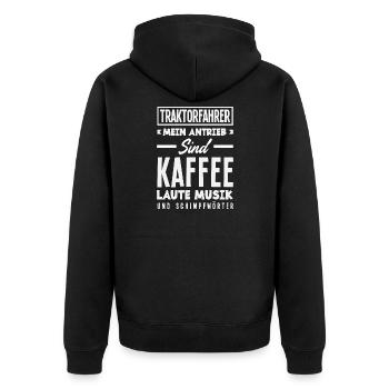 Cadeau drôle de conducteur de tracteur - Veste à capuche bio Premium Unisexe - noir - Dos - Nico (187cm)