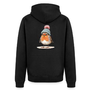 Robin en bonnet d’hiver en tricot - Veste à capuche bio Premium Unisexe - noir - Dos - Nico (187cm)