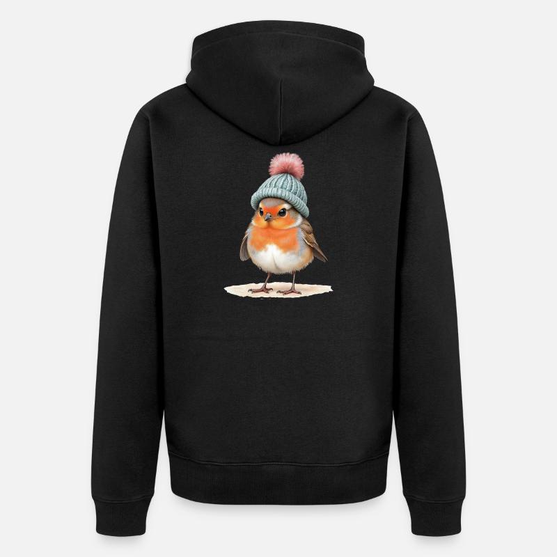 Robin en bonnet d’hiver en tricot - Veste à capuche bio Premium Unisexe - noir