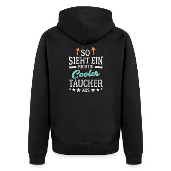 So sieht ein richtig cooler Taucher aus - Unisex Premium Bio Zip Hoodie - Schwarz - Hinten - Nico (187cm)
