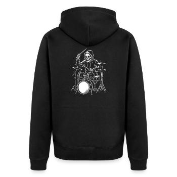 Skeleton Drummer in Hoodie - Unisex Premium Organic Zip Hoodie - black - Back - Nico (187cm)