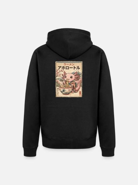 Axolotl Ramen Japanischer Vintage Stil - Premium økologisk unisex-hættejakke - sort