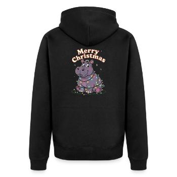 Hippopotames du Zoo de Noël d’Afrique Joyeux Noël - Veste à capuche bio Premium Unisexe - noir - Dos - Nico (187cm)