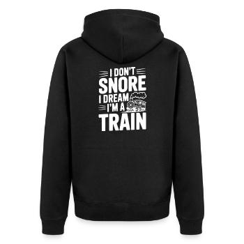 Je ne ronfle pas, je rêve que je suis un train - Veste à capuche bio Premium Unisexe - noir - Dos - Nico (187cm)